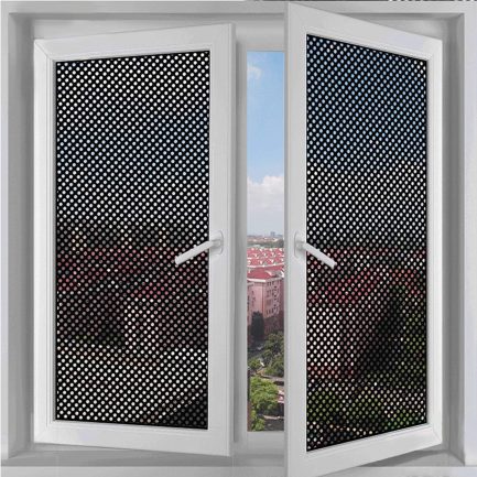 ציפוי רשת ללא דבק להחשכת החלון באופן חלקי. מגן על החלון קל להתקנה.